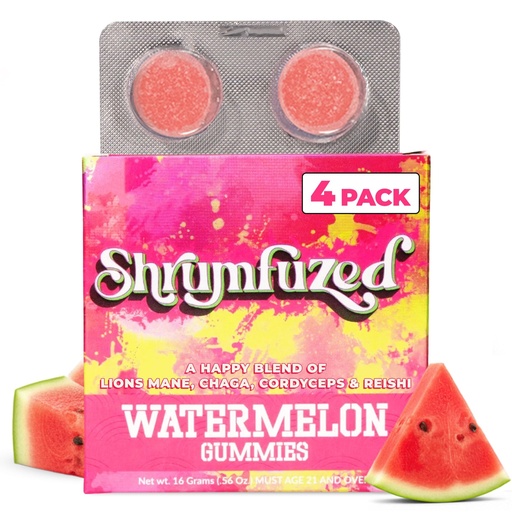 [BRSROCAEOQCR63D4] Shrumfuzed Mushroom Gummies | Nootropic Mushroom Supplement with Lion's Mane, Reishi, Cordyceps & Chaga | 4 Count, Watermelon