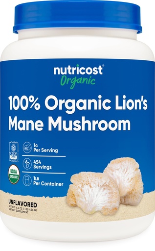 [BRSWGBLRCR5QICQ3] Nutricost Organic Lion's Mane Mushroom Powder 1LB - Certified USDA Organic