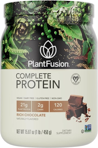 [BRSWIYDYAUEB2FD2] PlantFusion Complete Vegan Protein Powder - Plant Based Protein Powder with BCAAs, Digestive Enzymes and Pea Protein - Keto, Gluten Free, Soy Free, Non-Dairy, No Sugar, Non-GMO - Chocolate 1lb