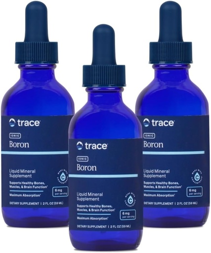 [BRSWYCD6CN7RYALL] Trace Minerals | Liquid Ionic Boron | 6 mg Boron | Supports Normal Bone Metabolism, Brain Function & Joints | with Ionic Trace Minerals, Magnesium + Chloride | 144 Servings, 2 fl oz (3 Pack)