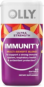 [BRSW2HYTDIIQ2CYY] OLLY Ultra Strength Immunity Softgels, Immune and Respiratory Support, Zinc, Vitamin C + D, Supplement, 30 Day Supply - 60 Count