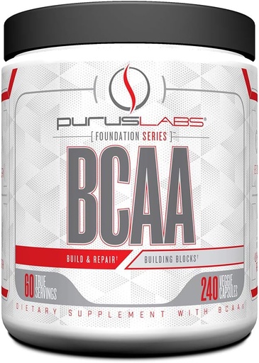 [BRSWGGL7CUBW2CTP] BCAA Capsules by Purus Labs Foundation Series ← 2:1 Leucine, Valine, Isoleucine Silencio para la recuperación, la resistencia, la fuerza y el edificio musculoso ← 240 Capsules (60 Servings)