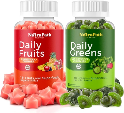 [BRSROZAQBAMAGFLV] Superfood Fruits and Veggyries Gummies (120 Chews), 12+ Superhedelmät & 30 Kasvikset, Hedelmät ja vihannekset, Hedelmät ja vihannekset, ei-muuntogeeniset organismit, Pektiinipohjaiset, Gluteenittomat