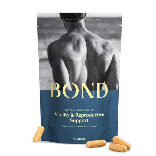 [BRSROGT6CABGOFLP] BOND Vitality - All-in-One Male Fertility Supplement - Conception for Him, Fertility Supplements for Men, Male Wellness Supplement - CoQ10, Vitamins B12, C, D, & E, Catalase, Selenium - 120 Capsules