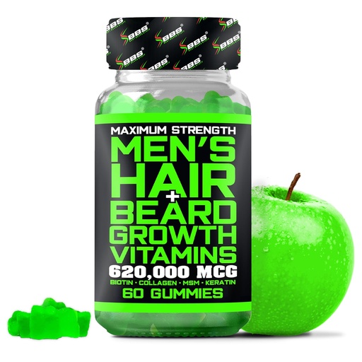 [BRSRMAYROEFRGC3X] Best Beard Stuff Beard Growth Vitamins - Biotin Gummies for Beard & Hair Growth – Maximum Strength 620,000mcg Biotin with Collagen, MSM, Keratin & Bamboo Extract