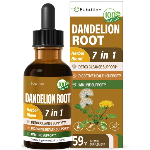 [BRSRAZL7B4NQM2TJ] Dandelion Root Extract Drops, Diente de Leon Organico Hierba, Dandelion Supplement Formula w/Milk Thistle Turmeric for Detox Cleanse, Digestion & Immune Support, Alcohol-Free Tincture. 2oz