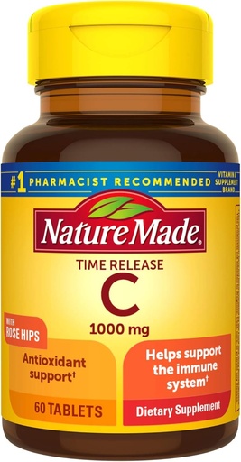 [BRSWIYQQBV5BQFDO] Nature Made C-vitamin 1000 mg tidsudgivelsestabletter med Rose Hips, 60 greve til at hjælpe med at understøtte immunsystemet