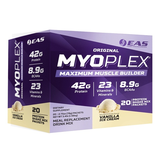[BRSRMYYLB4FBMYD2] EAS Original Myoplex Maximum Muscle Builder | Meal Replacement Protein Drink Mix | Quality Protein Blend | 42g Protein | 20 Individual Packets (Vanilla Ice Cream)