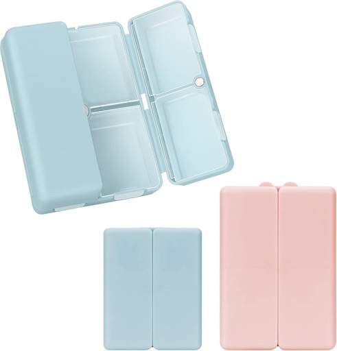 [BRSRMBABAB5WCCTO] FYY 2 Pcs Daily Pill Organizer, 7 Compartments Portable Pill Case Travel Pill Organizer,[Folding Design] Pill Box for Purse Pocket to Hold Vitamins,Cod Liver Oil,Supplements and Medication-Navy+Pink