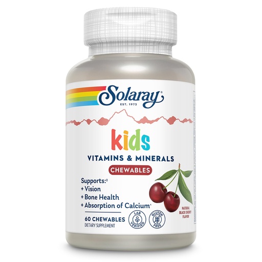 [BRSWIYT3OMAGK2DE] SOLARAY Childrens Vitamins & Minerals Complete Multivitamin for Kids Great Black Cherry Flavor (076280047974) (60 Chews, 30 Serv)