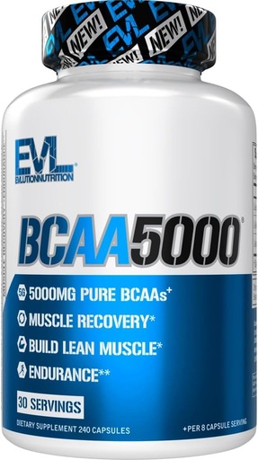 [BRSWKYL2CN5RUCDO] BCAAs Amino Acids Supplement for Men - EVL 2:1:1 5g BCAA Capsules for Post Workout Recovery and Lean Muscle Builder for Men - BCAA5000 Branched Chain Amino Acids Nutritional Supplement - 30 Servings