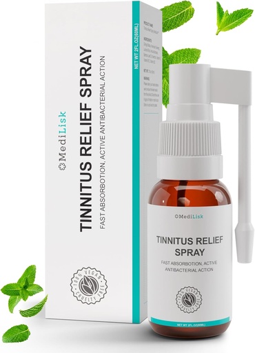 [BRSRAA35OEFW22D7] Medilisk Tinnitus Relief Spray – Supports Tinnitus Relief for Ringing Ears – Herbal Ear Care Products – Non-Steroidal & Hypoallergenic – 1 Fl Oz​ – Pack of 1