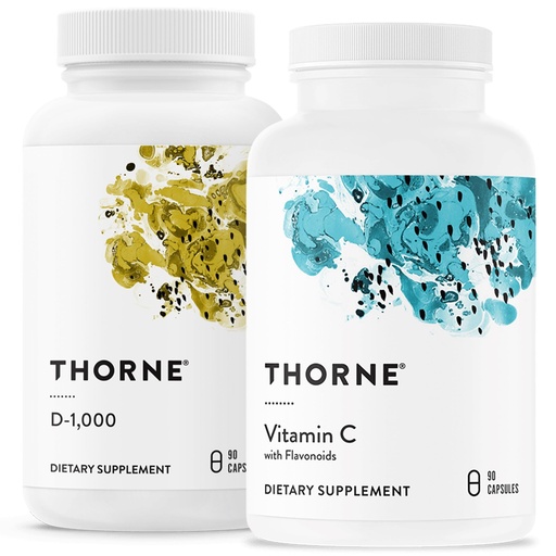 [BRSRAYLRBF5BO2AU] THORNE - Immune Support Combo - Vitamin D3 & Vitamin C Blend for Healthy Immune Function - 30 to 90 Servings
