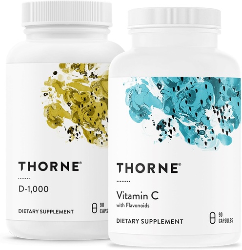 [BRSRAYLRBF5BO2AU] THORNE - Immune Support Combo - Vitamin D3 " Vitamin C Blend for Healthy Immune Function - 30 to 90 Servings