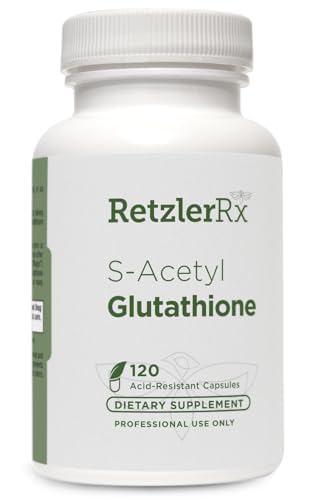 [BRSWKEYDOEHWMCDY] RetzlerRx S-Acetyl Glutathione Supplement 100 mg. per Capsule, Made in USA - 120 Acid-Resistant Capsules - Antioxidant Support - Non-GMO, Soy & Gluten-Free / Bergaflow®, Pharmaceutical Grade