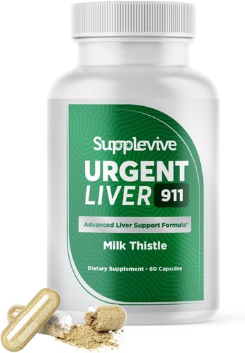 [BRSROH3QDIBQKCL6] Urgent Liver 911 Herbal Liver Support Supplement Liver Cleanse Detox & Repair Formula with Milk Thistle Silymarin Dandelion Root and Artichoke Extract for Liver Health, 60 Capsules (1)