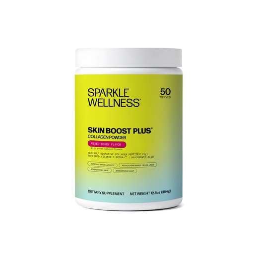 [BRSWGBINORYAO2TG] Sparkle Wellness VERISOL Bioactive Hydrolyzed Collagen Peptides | Collagen Powder with Vitamin C & Hyaluronic Acid for Hair, Skin, and Nail Health | Skin Boost Plus (Mixed Berry) [50-Serves]