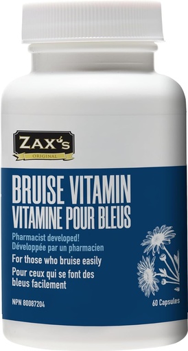 [BRSWY2Y3B4PREHTV] ZAX'S Bruise Vitamin Pharmacist Developed Bruising Supplements Potent Bruising Swelling Reducer, Zinc, Vitamin K, D3, Ascorbic Acid, Citrus Bioflavonoids, 60 Caps, Combine Arnica Bruise Cream