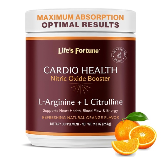 [BRSRMGIKDEFWACTX] Life's Fortune 5000mg L- Arginine Supplement Powder & 1000mg L-Citrulline, High Potency Nitric Oxide Health Booster, Endurance, Workout Performance, Natural Orange Flavor (20 Servings)