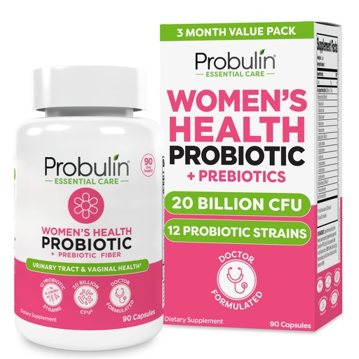 [BRSRAAYPPMBAMDYU] Probulin Womens Probiotic - Vaginal, UT, Gut & Immune Health with Lactobacillus Reuteri - 20 Billion CFU, 12 Probiotic Strains & Prebiotics - 90 Vegan, Gluten Free Capsules for Whole-Body Wellness