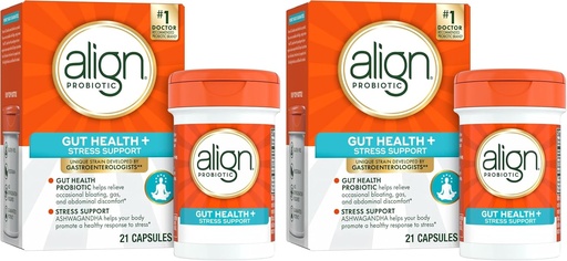 [BRSRMBAYOABGAYLO] Align Probiotic, Digestive De-Stress, Probiotic for Women and Men with Ashwagandha, helps with a Healthy Response to Stress, Gluten Free, Soy Free, Vegetarian, 21 Capsules (Pack of 2)