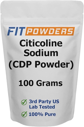 [BRSW2HAOC4AQ4E33] Poudre de citicoline, poudre de choline CDP pure avec scoop, non-OGM, supplément cognitif pour la mémoire et l'apprentissage (100 grammes)