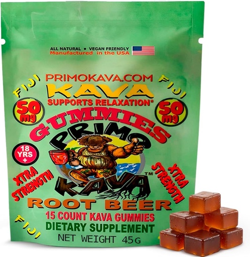 [BRSRAHA3B5YRSFLV] Kava Kava Gummies 50mg - Strong Noble Kava dengan 50mg Kavalactones untuk Calm & Relaxation - Alcohol- Free - Fast- Acting Fiji Kava Root Extract - Root Beer Flavor - 15 Count
