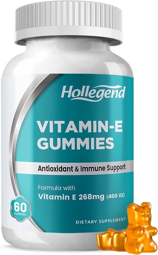 [BRSROZ3RDEHAGALA] Vitamin E Gummies 268mg 400 IU, Natural Vitamin E Chewable Supplement for Adults, Women & Men, Skin & Immune Health, Antioxidant, Orange Flavor, 60 Count
