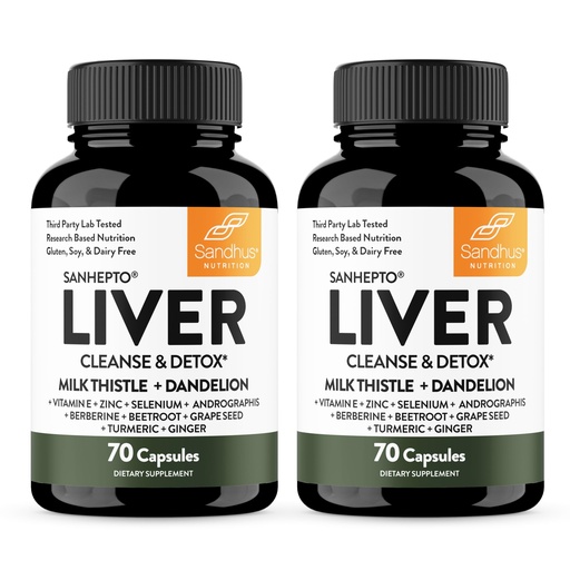 [BRSRAZQ3OAFGKFIV] Sandhu's Liver Cleanse Detox & Repair Support Capsules with Milk Thistle & Dandelion Root | Herbal Supplement Pills for Liver Health | for Men & Women | Made in USA | Viral on Tiktok | 140 Count