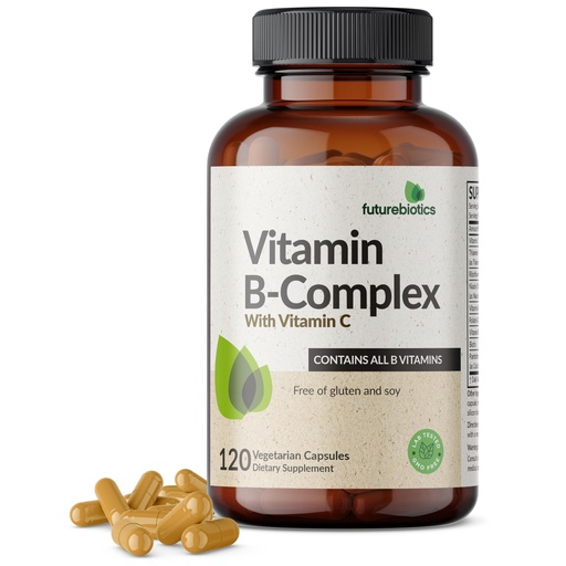 [BRSROZQ6CIDRO2TV] Futurebiotics Vitamin B Complex with Vitamin C Supports Energy Production, Nervous System & Immune Support - Non-GMO, 120 Vegetarian Capsules