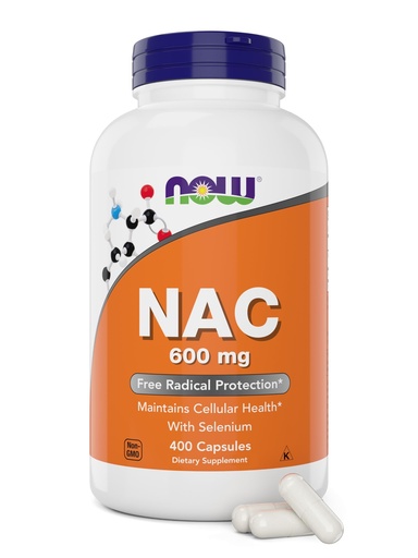 [BRSRMBQHPMNBO3T5] Now NAC 600 mg, 400 Capsules, N-Acetyl Cysteine with Selenium