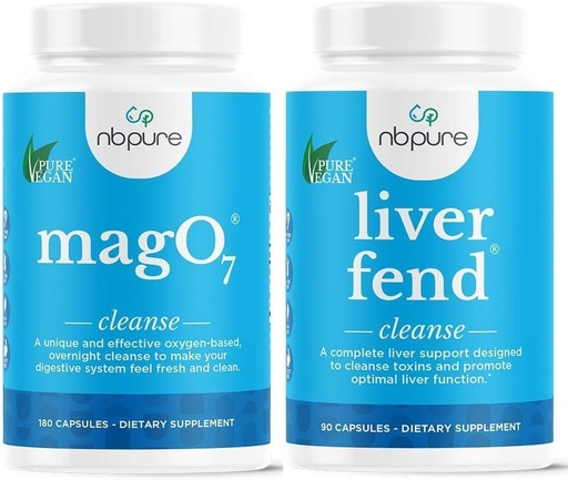 [BRSRAZ35DEJROYDA] nbpure MagO7 + Liver Fend Detox Bundle | Oxygen-Powered Colon Cleanse & Liver Support | Relief for Occasional Constipation, Bloating & Toxin Build-Up | Ozonated Magnesium + Milk Thistle, 180 Capsules