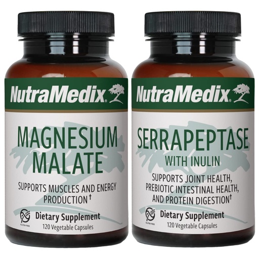 [BRSRMYILCUIBUFY3] NutraMedix Fitness Plan Supplement Bundle - Includes Magnesium Malate for Energy & Athletic Support and Serrapeptase for Joint & Mobility Wellness - Fitness Support Supplements -2-Piece Capsule Set
