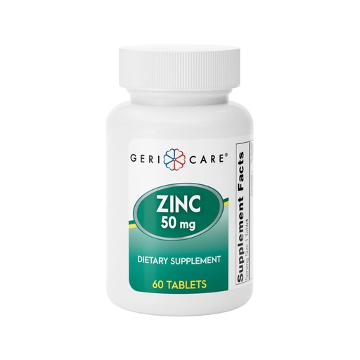 [BRSWYZARA4GRU336] GeriCare Zinc Sulfate 50 mg Essential Mineral Supplement, Supports Immune Function, Antioxidant Activity & Nutrient Metabolism, 60 Tablets