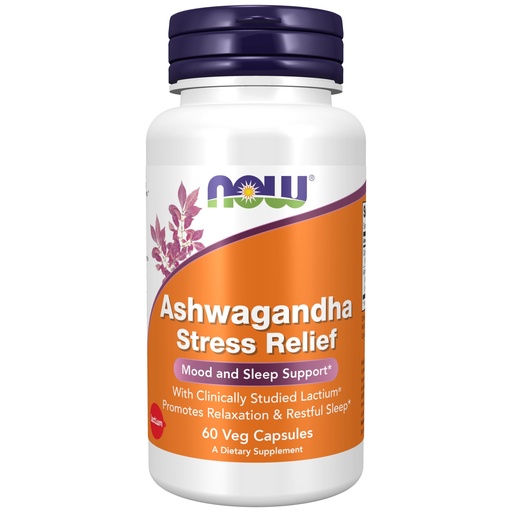[BRSRMYILBEHA2CTJ] Now Supplements, Ashwagandha Stress Relief, Mood and Sleep Support*, with Clinically Studied Lactium®, Promotes Relaxation & Restful Sleep*, 60 Veg Capsules