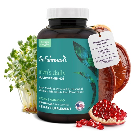 [BRSWI2Q3AIFQA2TA] Dr. Fuhrman 2 Month Supply Multivitamin for Men + D3 Vitamin for Immune Support | Vegan Formula Womens Multivitamin with B12 & Zinc | Whole Food multivitamin with 17 Fruits & Veggies