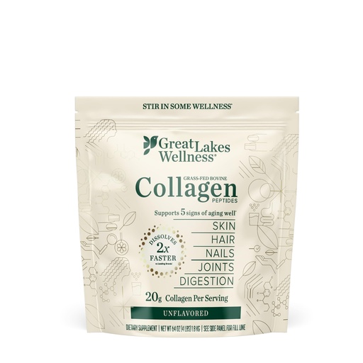 [BRSRMHD4PMGREF3L] Great Lakes Wellness Collagen Peptides Powder – Supports Skin, Hair, Nails, Joints & Digestion – Hydrolyzed, Quick Dissolve, Non-GMO, Keto & Kosher – Pure Collagen Protein (64 oz, 90 Servings)