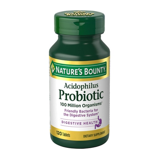 [BRSWIY35AAPQYFD2] Nature's Bounty Lactobacillus Acidophilus Probiotic Supplement - Daily Probiotic for Women/Men Digestive Health, 100 Million Organisms, Vegetarian, 1 Serving per Day, 120 Tablets