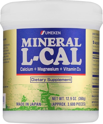 [BRSW2ZT7AEFAIH3K] Umeken Mineral L-Cal Calcium with Vitamin D3, 6 Month Supply, Water Soluble Ball Format with Magnesium & Minerals, Fast Absorbing Calcium Magnesium D3 Supplement, 3,600 Balls, 360g, Pack of 1