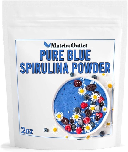 [BRSWYHARCEBB4DY4] Blue Spirulina Powder Pure from Blue Green Algae Great for Smoothies Baking Vegan Natural Food Coloring Phycocyanin 2 oz 57g Up to 70 Servings