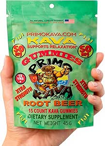 [BRSRAHA3B5YRSFLV] Kava Kava Gummies 50mg – Strong Noble Kava with 50mg Kavalactones for Calm & Relaxation – Alcohol-Free – Fast-Acting Fiji Kava Root Extract – Root Beer Flavor – 15 Count