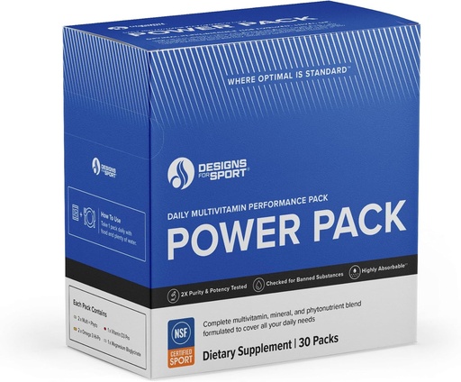 [BRSRMAYROF5BODTF] Desain untuk Sport Vitamin Packs - NSF Disertifikasi untuk Sport Power Pack dengan Daily Multivitamin, Fish Oil Omega -3, Magnesium Glycinate & Vitamin D3 + K - Athlete 's Suplemen Stack (30 Paket)
