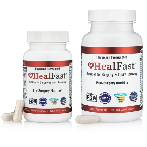 [BRSWG2Y3C55GEGY7] HealFast Complete Surgery & Injury Recovery Supplement: for Wound, Scar Treatment & Bruising w/Vitamins, Bromelain, Quercetin & Probiotics (Pre+Post Op)