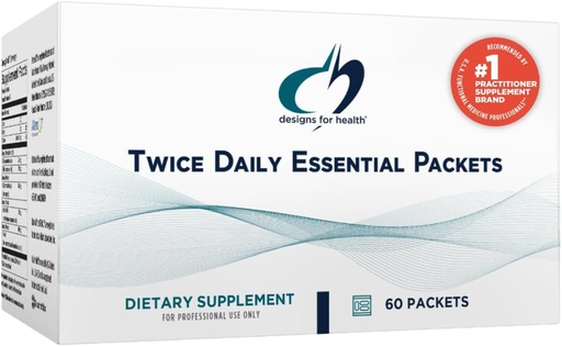 [BRSWIYQEB4GBMEDC] Design för Hälsa Twice Daily Essential Packets - Dagliga multivitaminpaket med immunsupport vitamin D + Zink - Calcium + Magnesiumkapslar - OmegAvail Fish Oil (60 individuella paket)