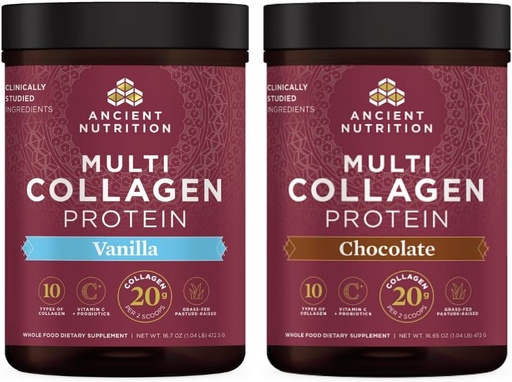 [BRSRMEA2B56GAYDG] Ancient Nutrition Multi Collagen Protein Powder Vanilla 45 Servings + Multi Collagen Protein Powder Chocolate 45 Servings