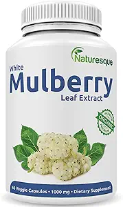[BRSRMBD3CABW2FLF] Naturesque White Mulberry Leaf Extract | 1000mg 60 Vegan Capsules | Non-GMO and Gluten Free Herbal Supplement
