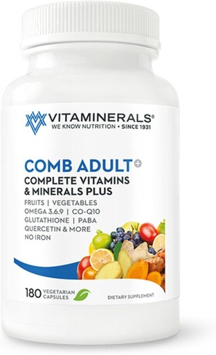 [BRSW2GI2AEOWGHT6] Vitaminerals CombAdult Comprehensive Vitamin & Mineral Formula | Non-GMO | Veggie Capssules (180)