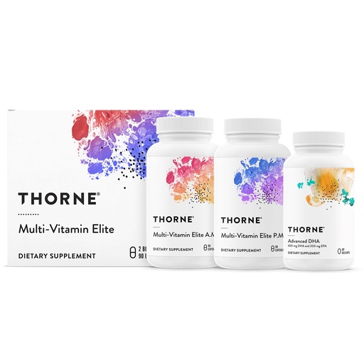 [BRSRAYIDBEDWAYA2] THORNE - Day & Night Wellness Bundle - Multi-Vitamin Elite + Advanced DHA - 30 Servings