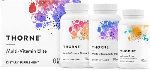 [BRSRAYIDBEDWAYA2] THORNE - Day & Night Wellness Bundle - Multi-Vitamin Elite + Advanced DHA - 30 Servings