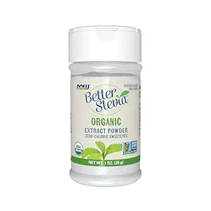 [BRSWIYYPOMNW2GT4] NOW Foods, Certified Organic Better Stevia, Extract Powder, Zero-Calorie Sweetener, Certified Non-GMO, 1-Ounce(Pack of 1)